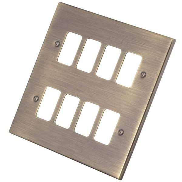 Antique Brass 8 Gang Grid Plate 6060-355