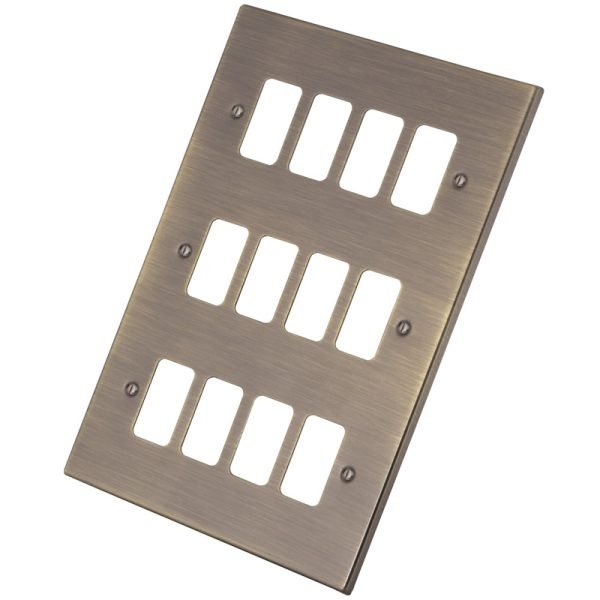 Antique Brass 12 Gang Grid Plate 6060-357