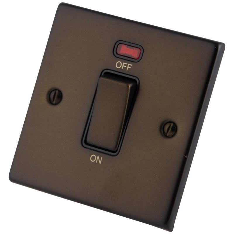 Dark Bronze 1 Gang 45A  Cooker Switch Neon 6062-201