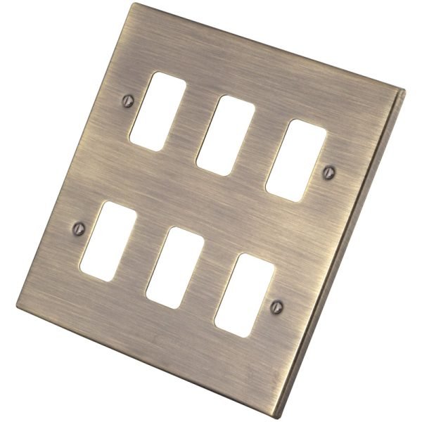 Antique Brass 6 Gang Grid Plate 6060-354