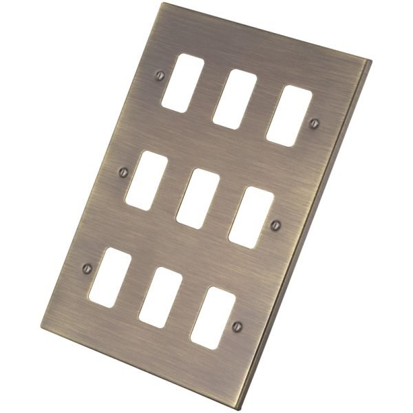 Antique Brass 9 Gang Grid Plate 6060-356