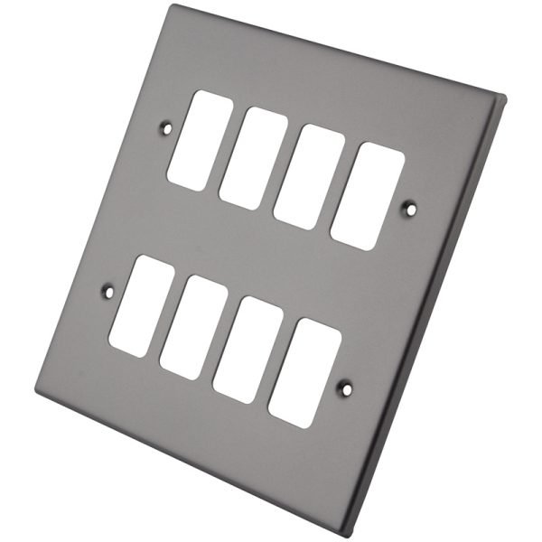Gunmetal 8 Gang Grid Plate 6104-355